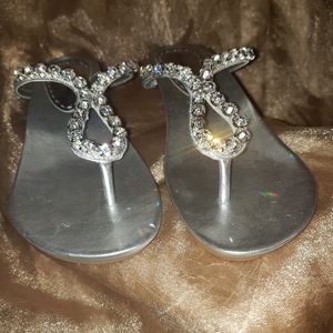 Gianni Bini SilveRhinestone Sandal slip on slides